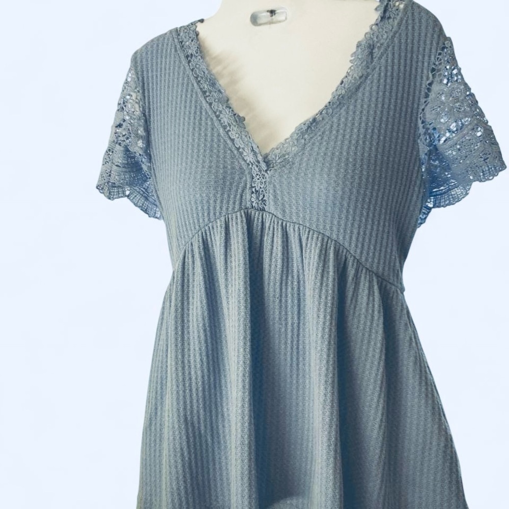 Shein blue lace babydoll top Size L #fairycore #cottagecore